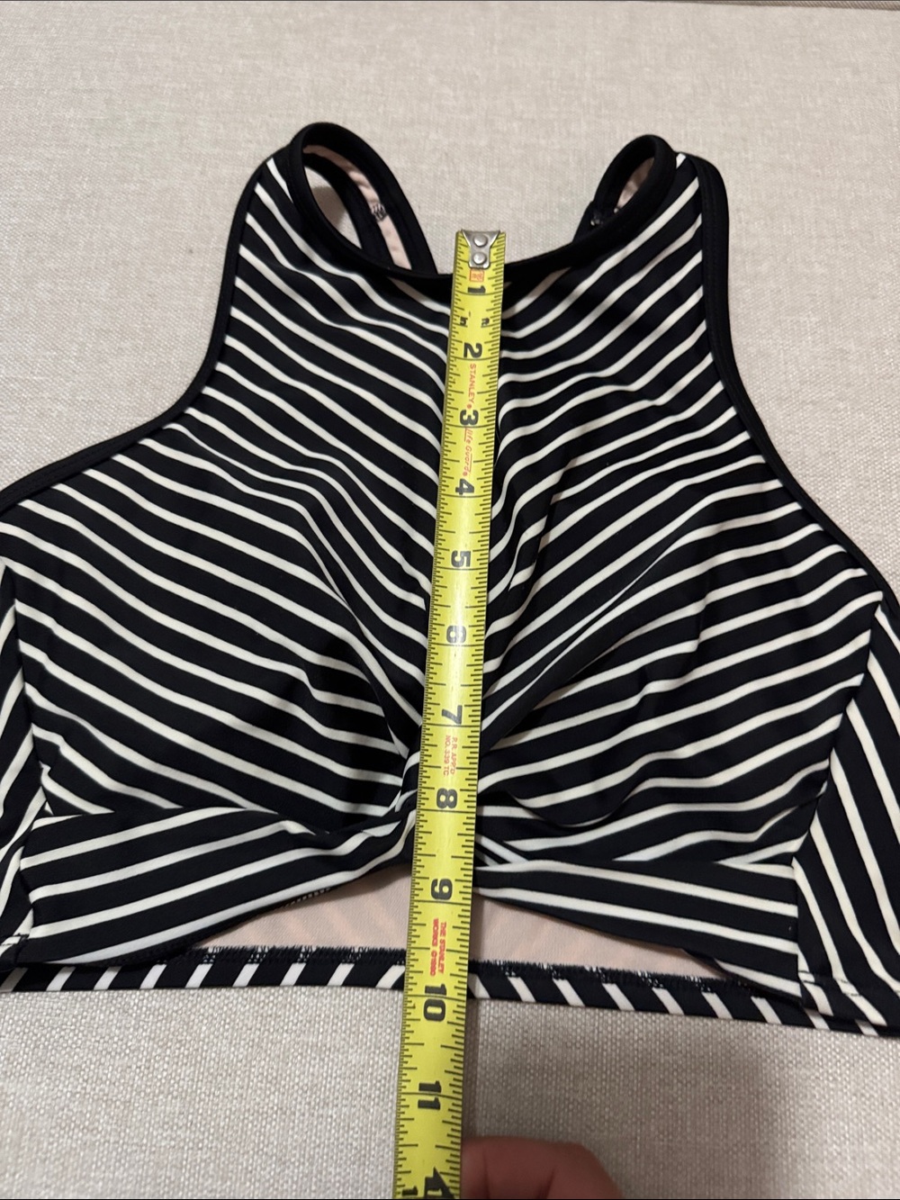 EUC Kona Sol Halter Style Swim Top-Sz S-Biack n White Stripes - Picture 5 of 9